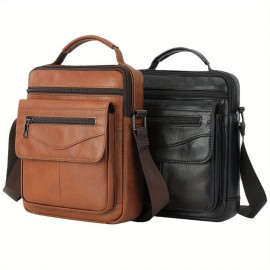 Head Layer Cowhide Men'S Shoulder Bag, Leather Casual Crossbody Design, Business Trend Dual-Use Shoulder Bag, Fashionable And Practical Men'S Bag