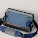 Men'S Premium Oxford Fabric Crossbody Bag with Adjustable Strap - Multi-Compartment Casual Shoulder Bag for Everyday Commute & Outings, Royal Blue with Orange Accents