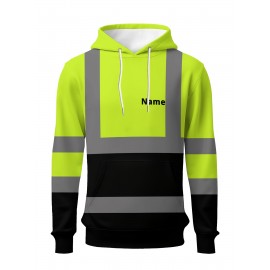 Custom Men's Hooded with Personalized Name/Text/Logo Print - Heavy-Duty Breathable Fabric Suitable for Gym, Team Uniforms, Promotional Wear - Adjustable Hood, Self-Defined Branding, Durable Casual Workwear for Large Sizes, PLUS SIZE
